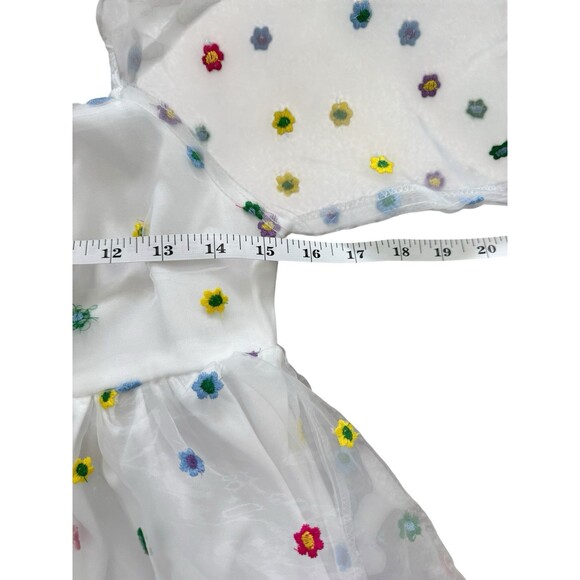 altar'd state Colorful Floral Babydoll Dress Sheer Puff Sleeve Spring Easter M - Picture 6 of 11
